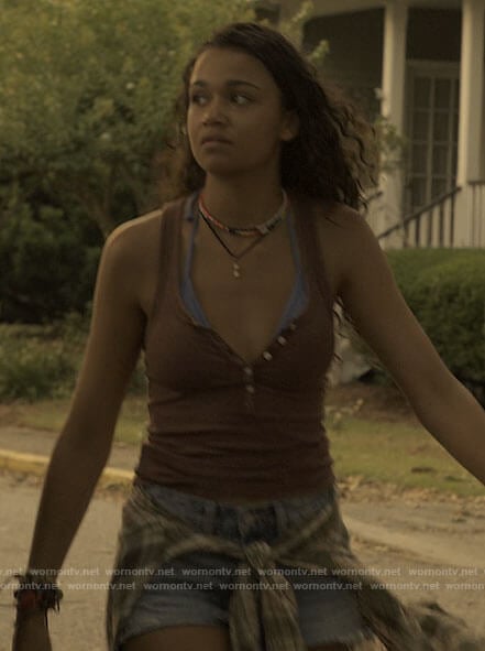 Kiara's purple henley tank on Outer Banks