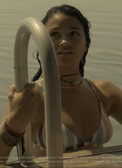 Kiara's striped bikini on Outer Banks