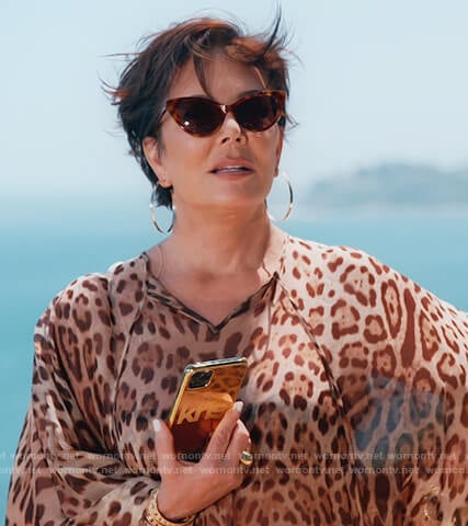 Kris's leopard print kaftan on Keeping Up with the Kardashians