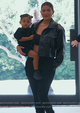 Kylie's black leather jacket on Keeping Up with the Kardashians