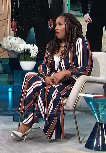 kym's striped wrap dress on E! News Daily Pop