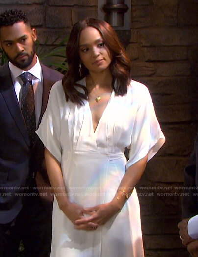 Lani's white wrap dress on Days of our Lives
