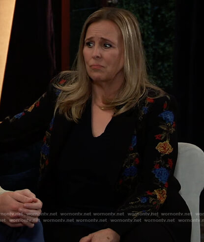 Laura's floral embroidered blazer on General Hospital