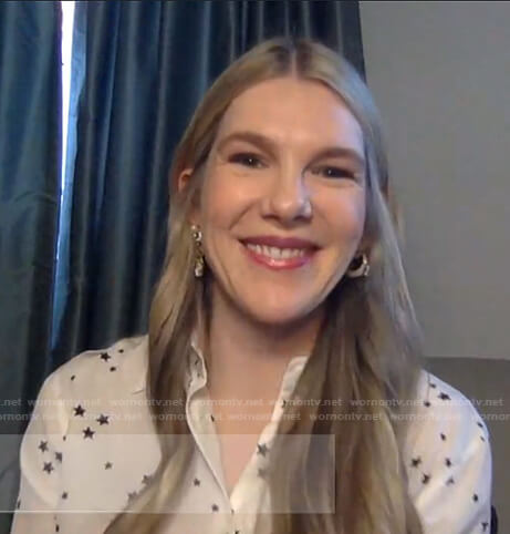 Lily Rabe's white star print shirt on Today