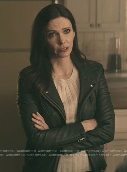 Lois's leather moto jacket on Superman and Lois