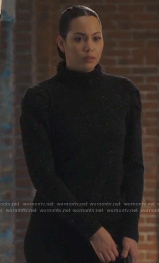Macy's black speckled turtleneck sweater on Charmed