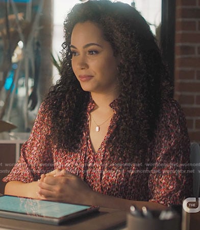 Macy's red metallic blouse on Charmed