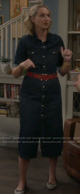 Mandy's midi denim shirtdress on Last Man Standing