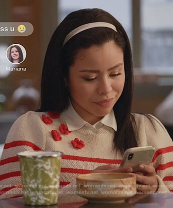 Mariana's stripe floral sweater on Good Trouble
