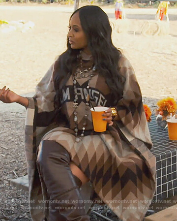 Marlo Hampton's geometric print poncho on The Real Housewives of Atlanta