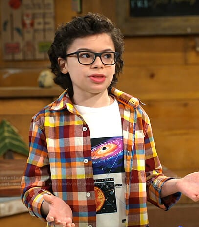 Matteo's brown plaid shirt on Bunkd