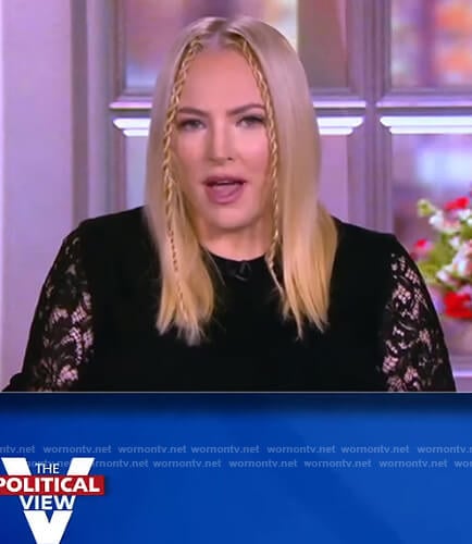 Meghan's black lace sleeve sweater on The View