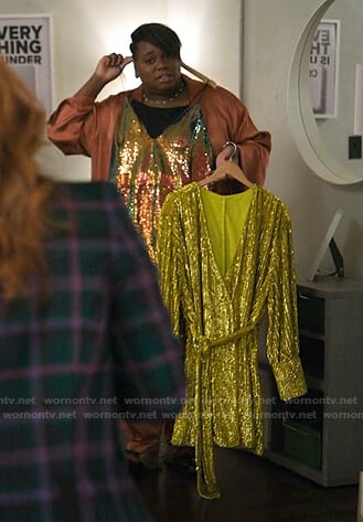 Mo's sequin wrap mini dress on Zoeys Extraordinary Playlist