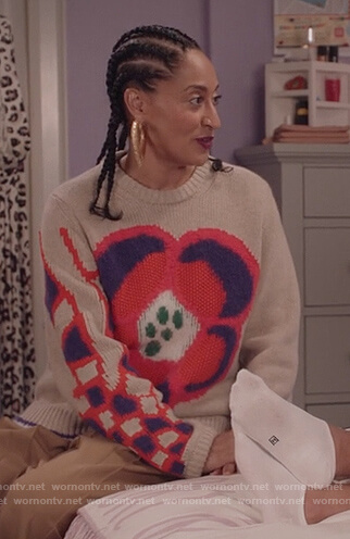 Rainbow's beige floral knit sweater on Black-ish