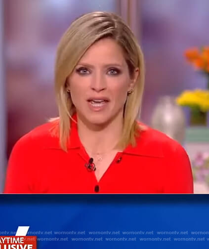 Sara's red button down cardigan on The View