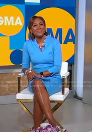 Robin's blue belted sheath dress on Good Morning America