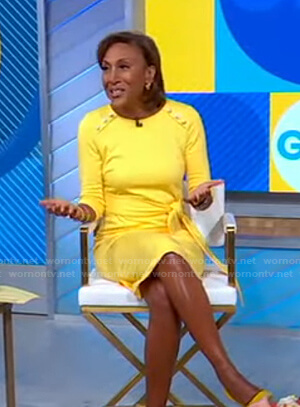Robin's yellow button detail dress on Good Morning America
