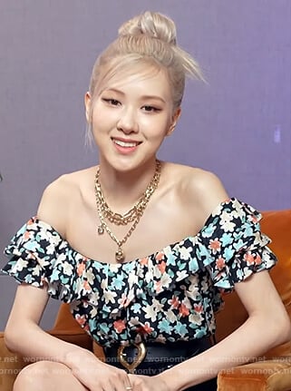 Rose's floral off shoulder top on The Kelly Clarkson Show