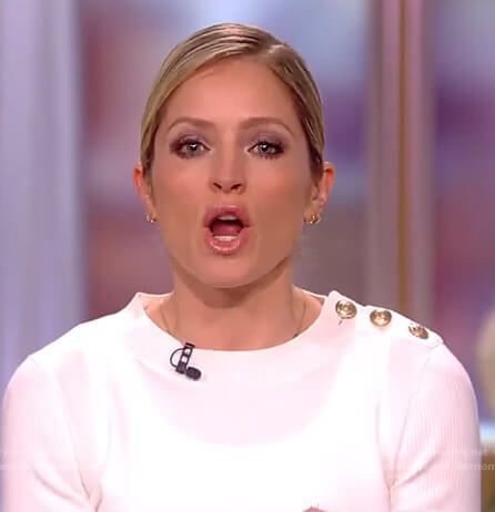 Sara's white button shoulder sweater on The View