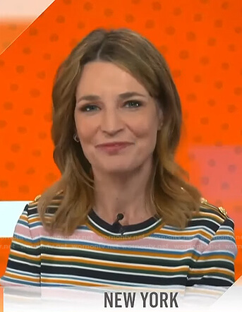 Savannah's striped button-shoulder top on Today