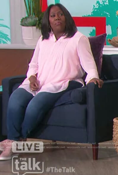 Sheryl's pink pleated blouse on The Talk