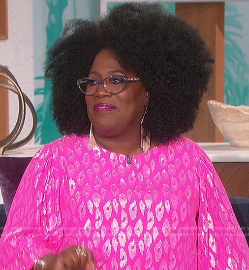 Sheryl's pink metallic leopard blouse on The Talk