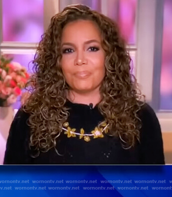Sunny's black floral embroidered sweater on The View