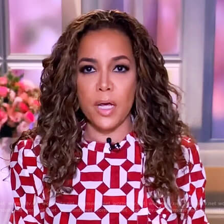 Sunny's red geometric print blouse on The View