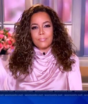 Sunny's pink drape satin blouse on The View