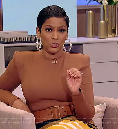 Tamron's stripe midi skirt on Tamron Hall Show