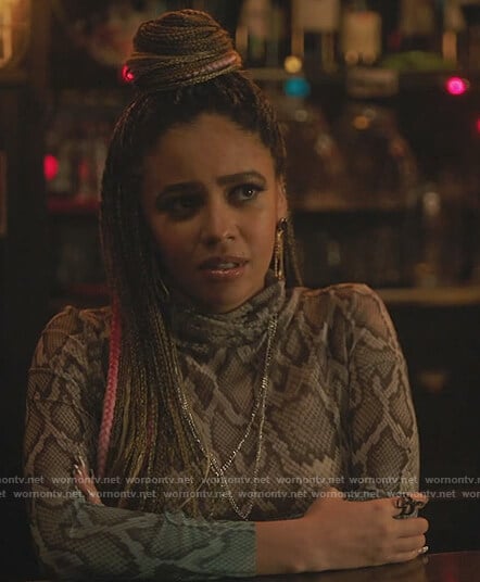 Toni's snakeskin print ombre dress on Riverdale
