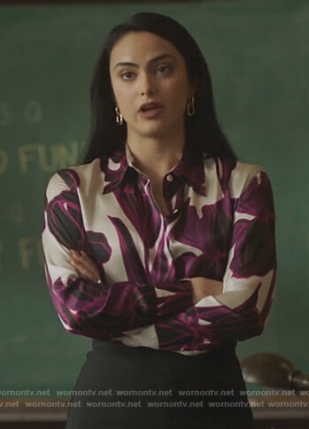 Veronica's satin floral print blouse on Riverdale