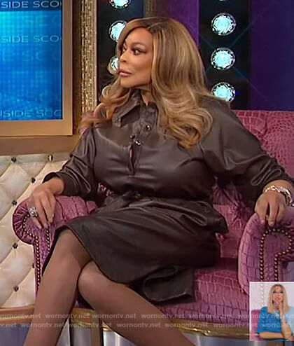 Wendy's brown leather dress on The Wendy Williams Show