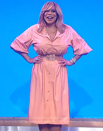 Wendy's pink leather shirtdress on The Wendy Williams Show