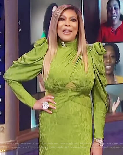 Wendy's green puff sleeve dress on The Wendy Williams Show