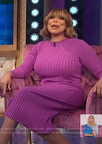 Wendy's purple ribbed dress on The Wendy Williams Show