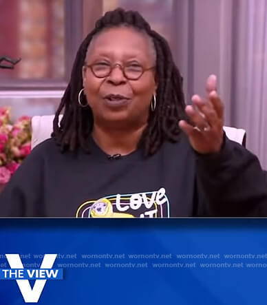 Whoopie's black dog print hoodie on The View