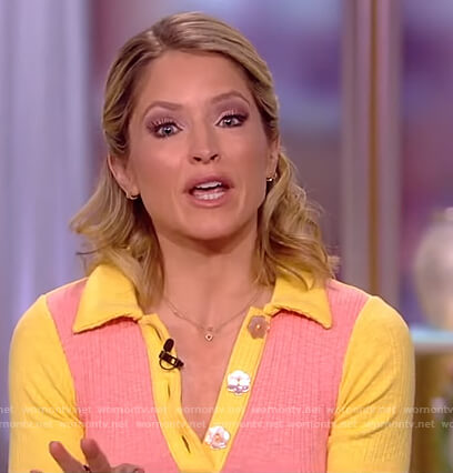 Sara's pink and yellow knit bodysuit on The View