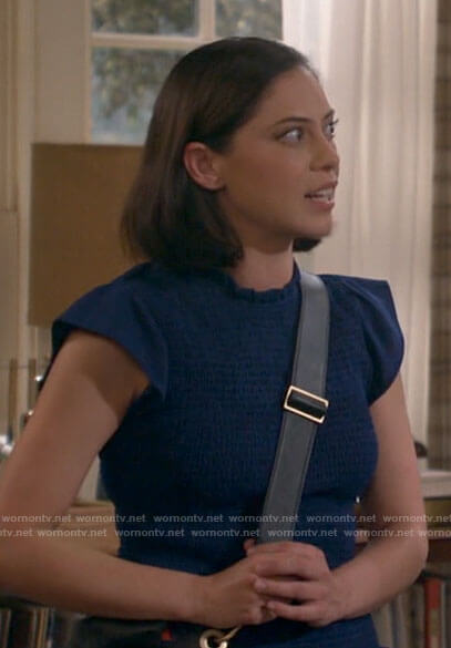 Adriana's blue smocked top on B Positive