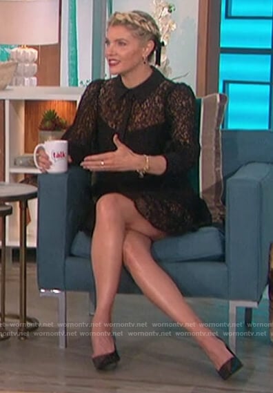 Amanda's black lace mini dress on The Talk