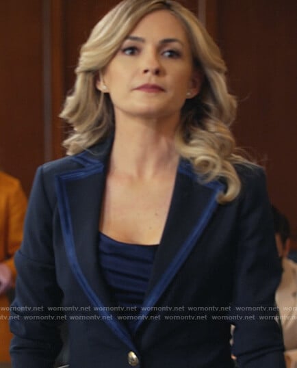 Amy's navy contrast trim blazer  on All Rise