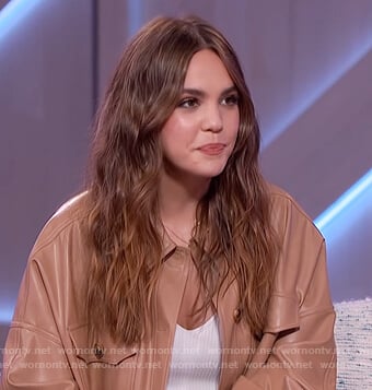 Bailee Madison's leather jacket and pants on The Kelly Clarkson Show