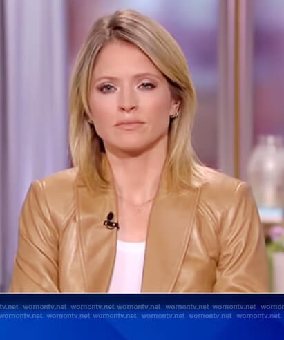 Sara's brown leather short sleeve jacket on The View
