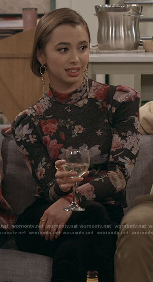 Celia's floral metallic long sleeve top on Call Your Mother