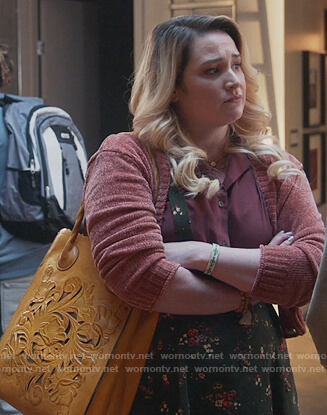 Davia's yellow leather tote on Good Trouble