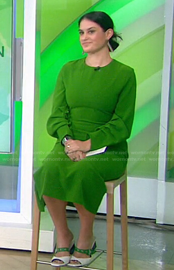 Donna's green ruched sleeve dress on Today