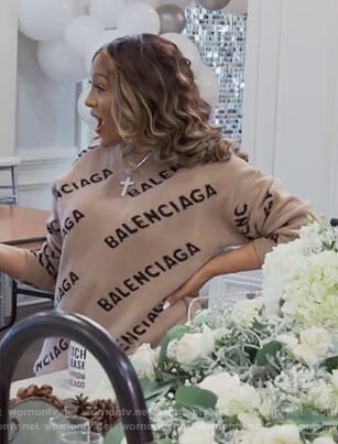 Drew's Balenciaga logo sweater on The Real Housewives of Atlanta