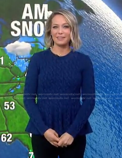 Dylan's blue cable knit peplum sweater on Today