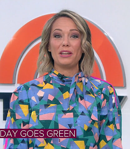 Dylan's blue geometric print blouse on Today