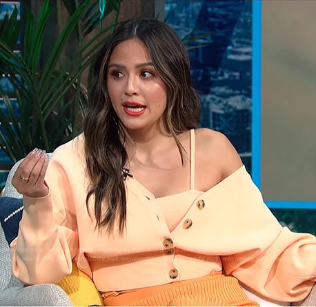 Erin's orange cropped cardigan on E! News Daily Pop